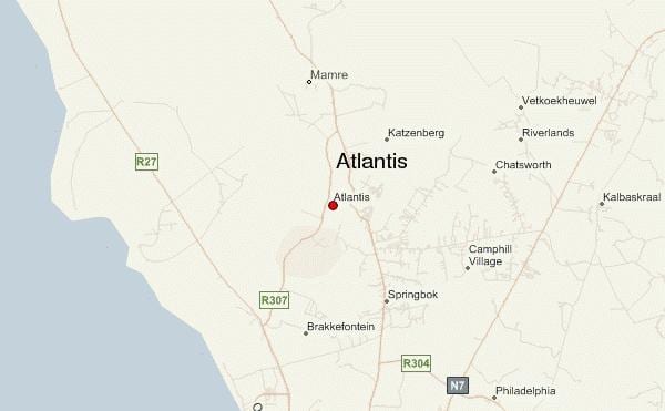 地図のケープタウンアトランティス 