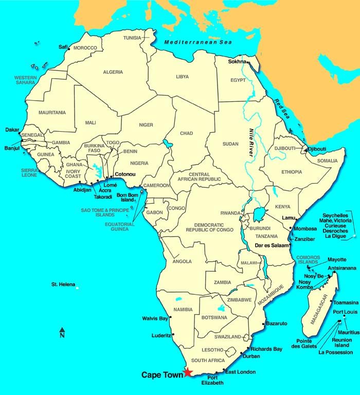 岬のアフリカの地図