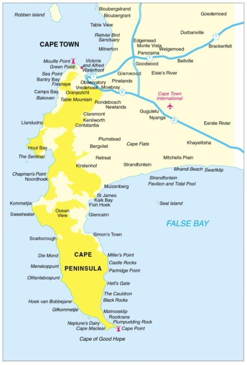 ケープタウン半島の地図