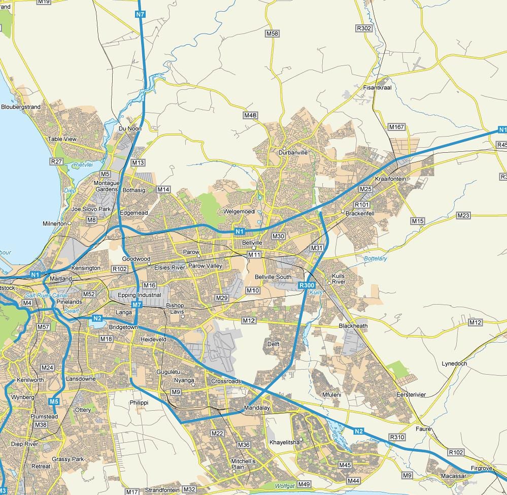 地図の通り地図のbellvilleケープタウン