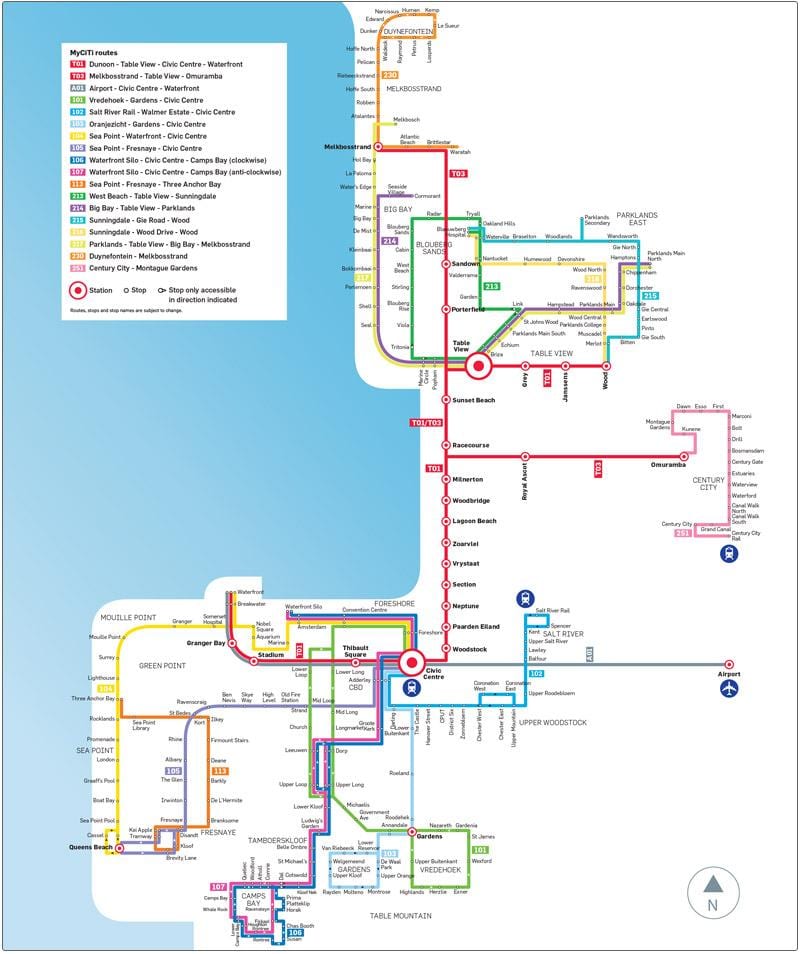 ケープタウンmycitiバス路線図