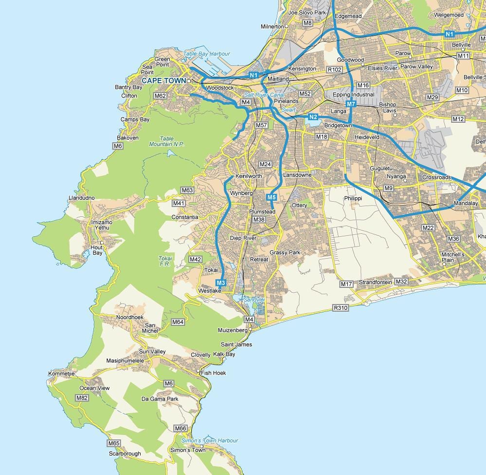 地図diep川ケープタウン
