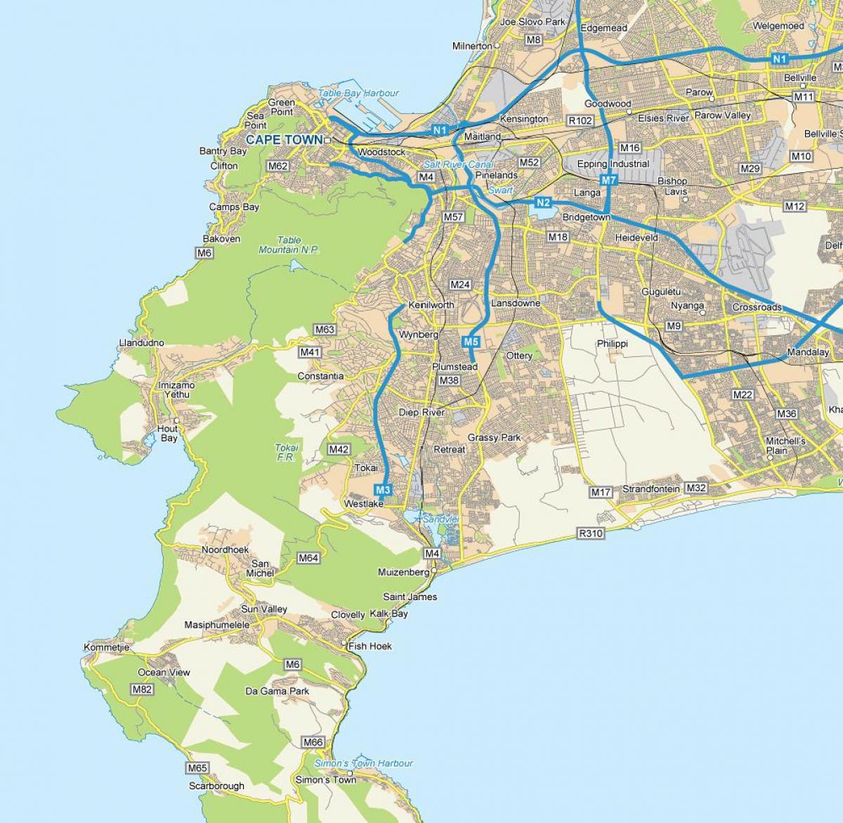 地図diep川ケープタウン