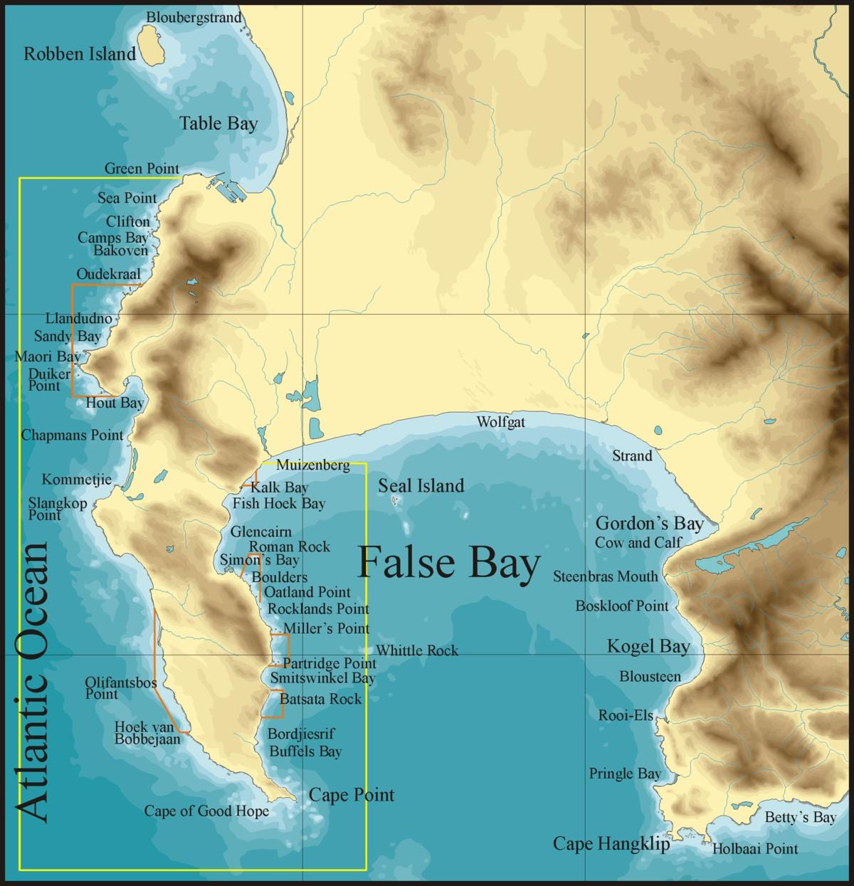 地図falseベイケープタウン