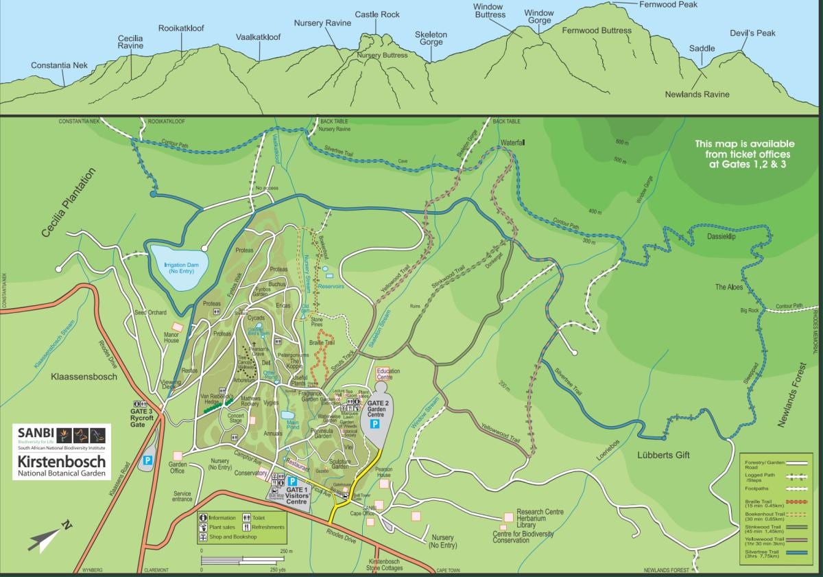 kirstenbosch植物園の地図