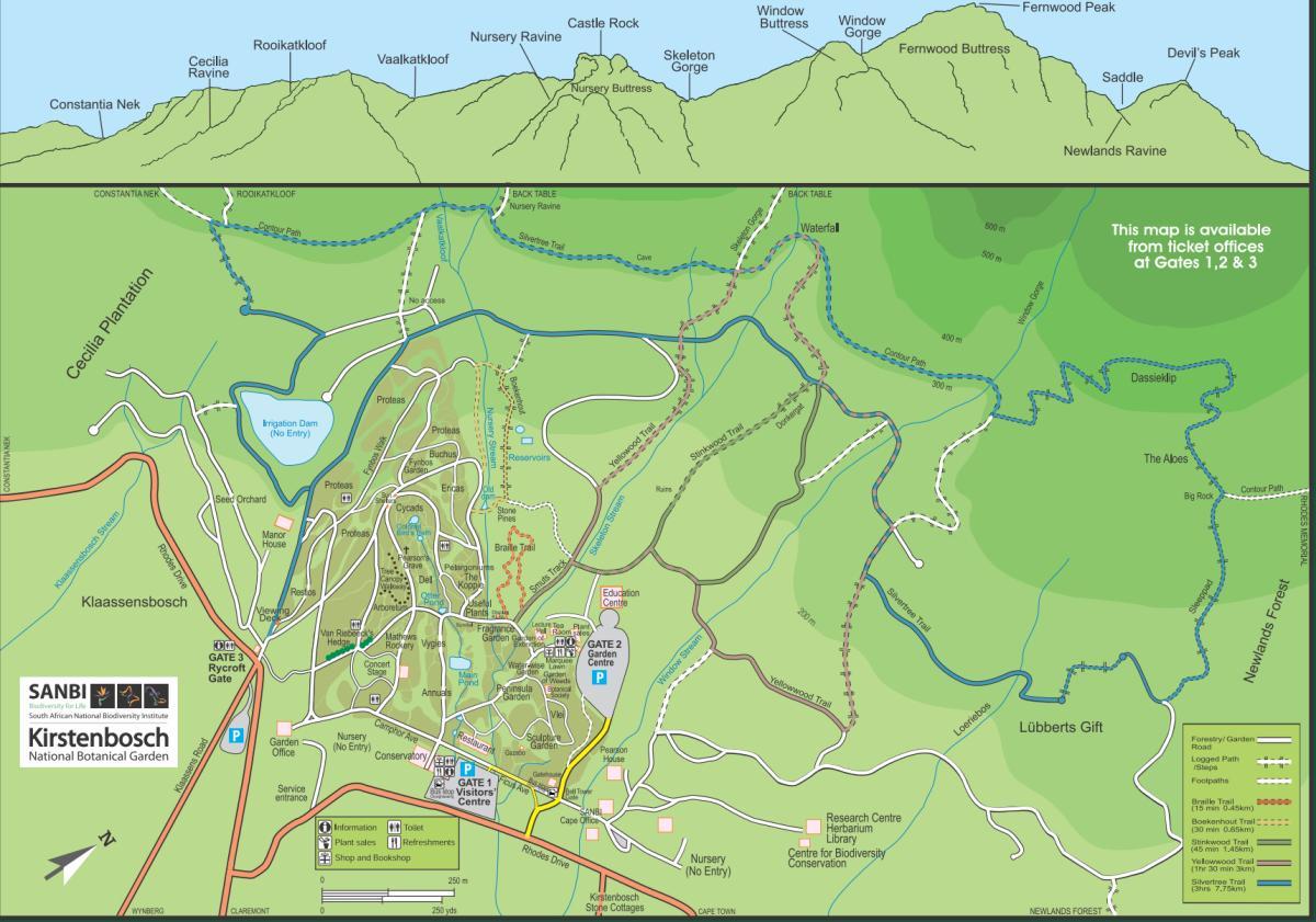 kirstenbosch植物園の地図