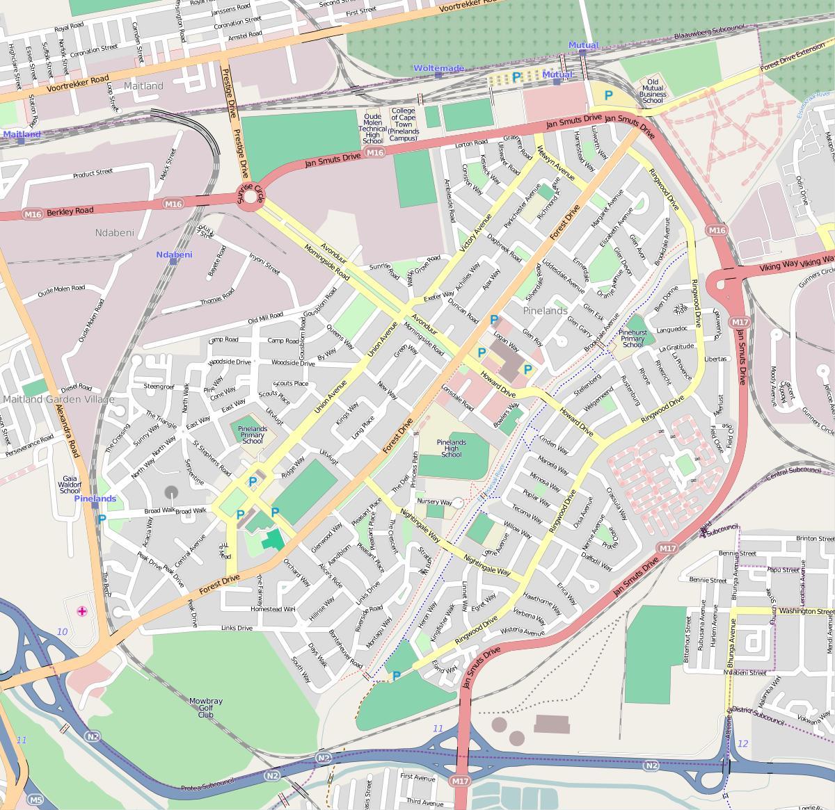 地図pinelandsケープタウン