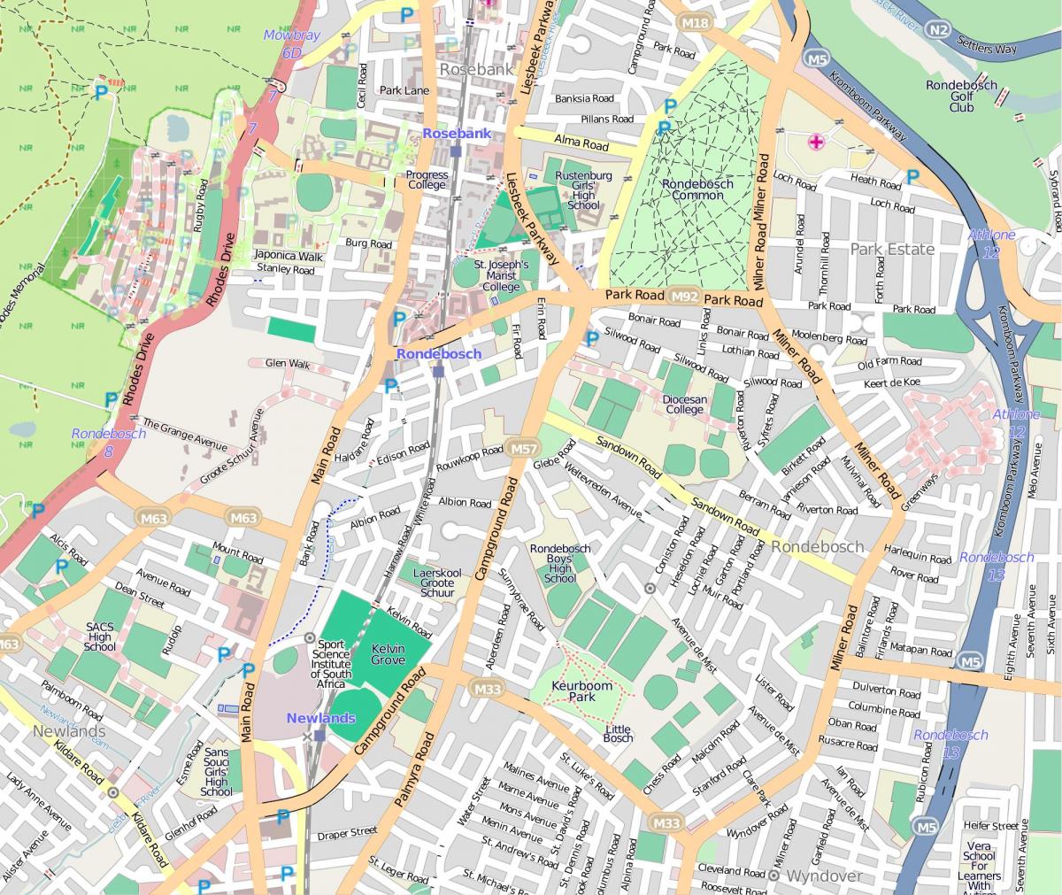 地図rondeboschケープタウン