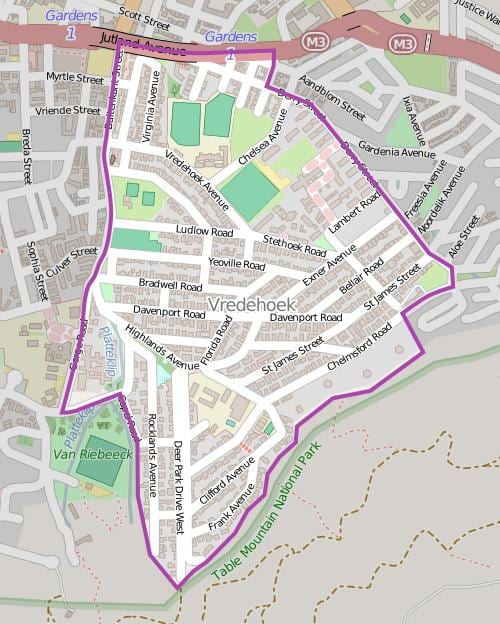 地図vredehoekケープタウン