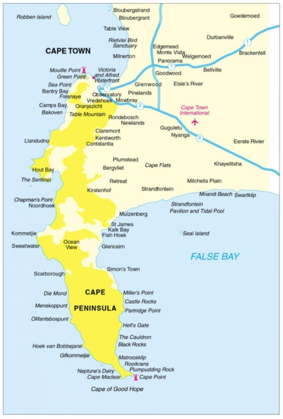 ケープタウン半島の地図