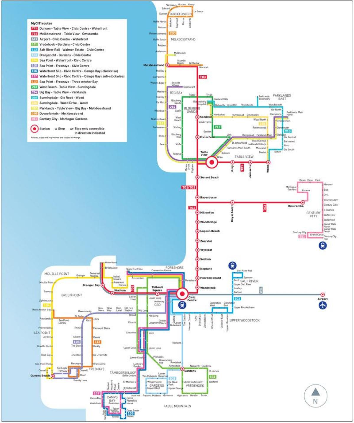 ケープタウンmycitiバス路線図