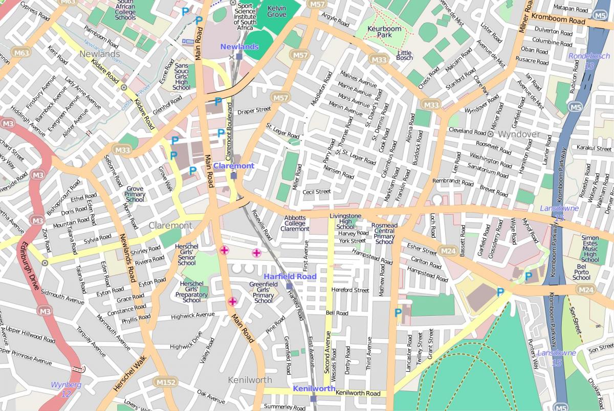 地図の鳥瞰図のケープタウン