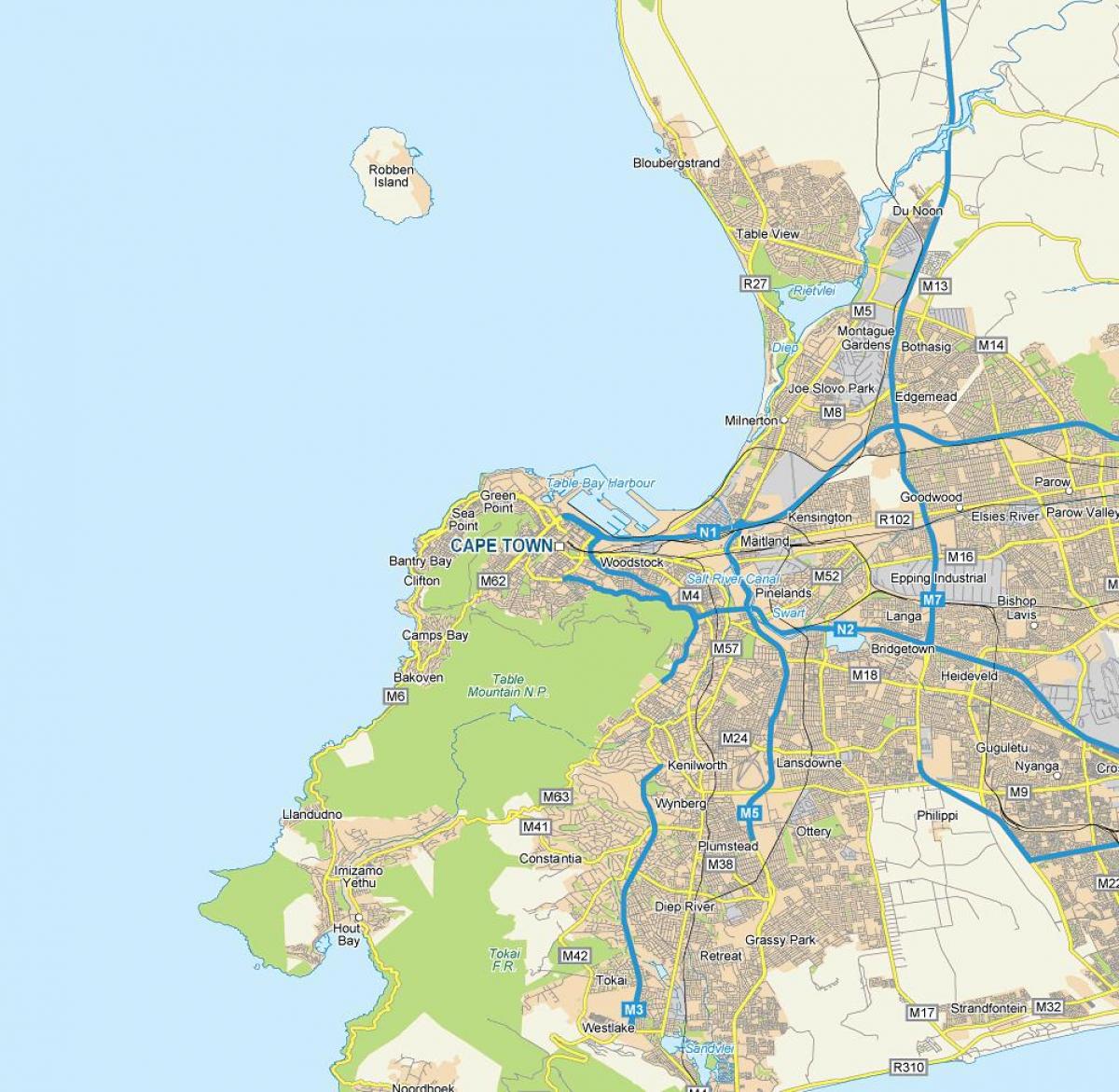 ケープタウンの繁華街の地図
