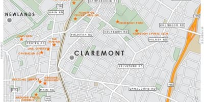 地図クレアモントケープタウン