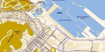 地図のケープタウンのクルーズターミナル
