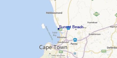 地図のサンセットビーチにケープタウン