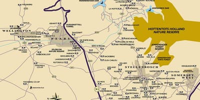 地図のワインランズケープタウン