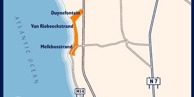 地図の西ケープタウンビーチ