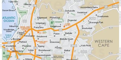 地図plattekloofケープタウン